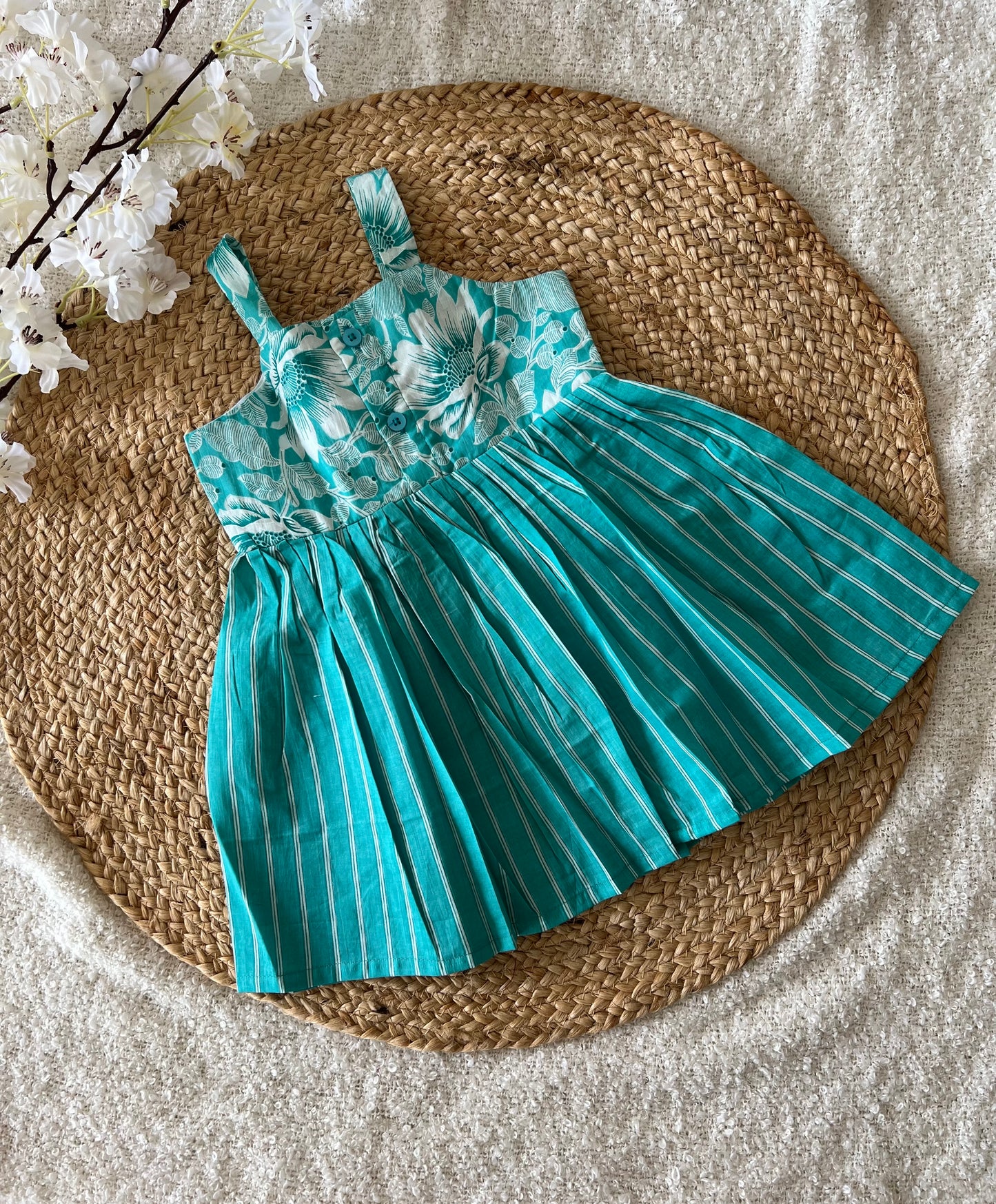 Green with white frock