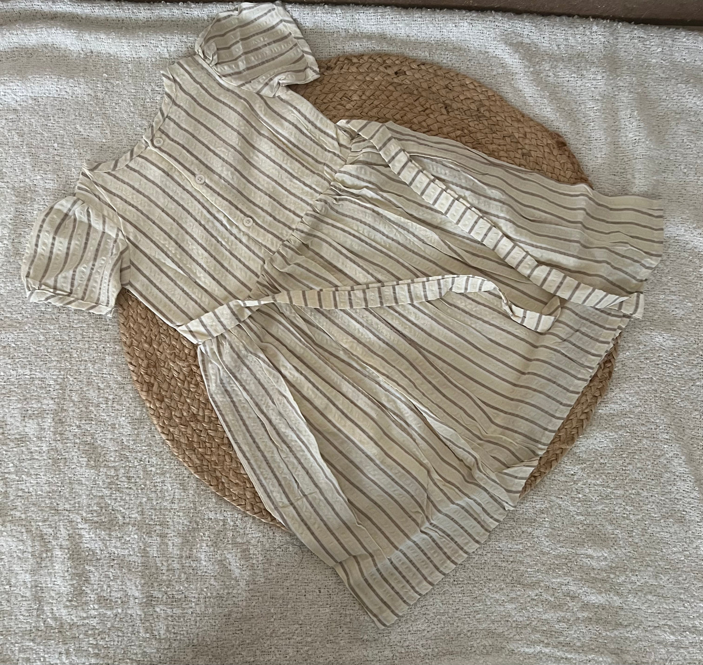 Cream stripes frock
