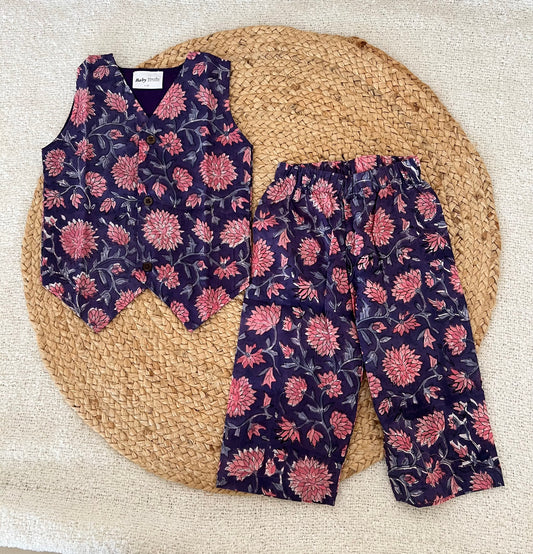 Navy blue floral co-ords