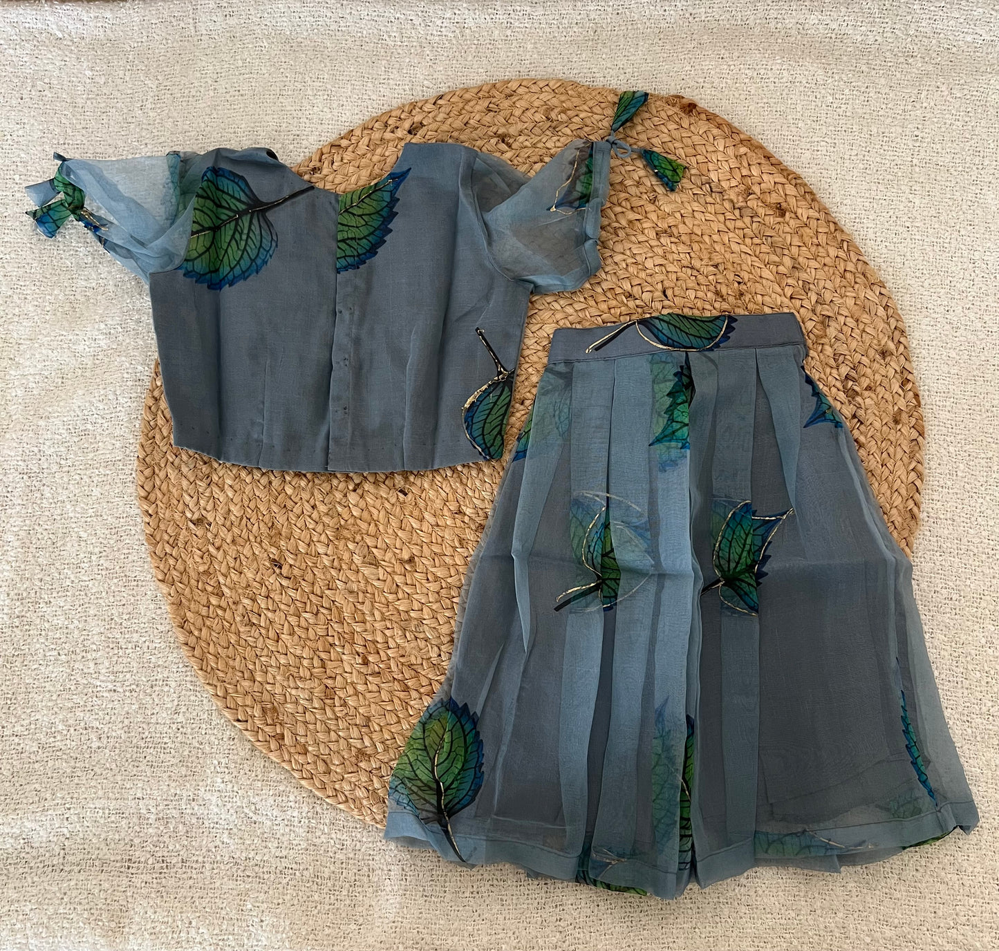 Blue skirt top set
