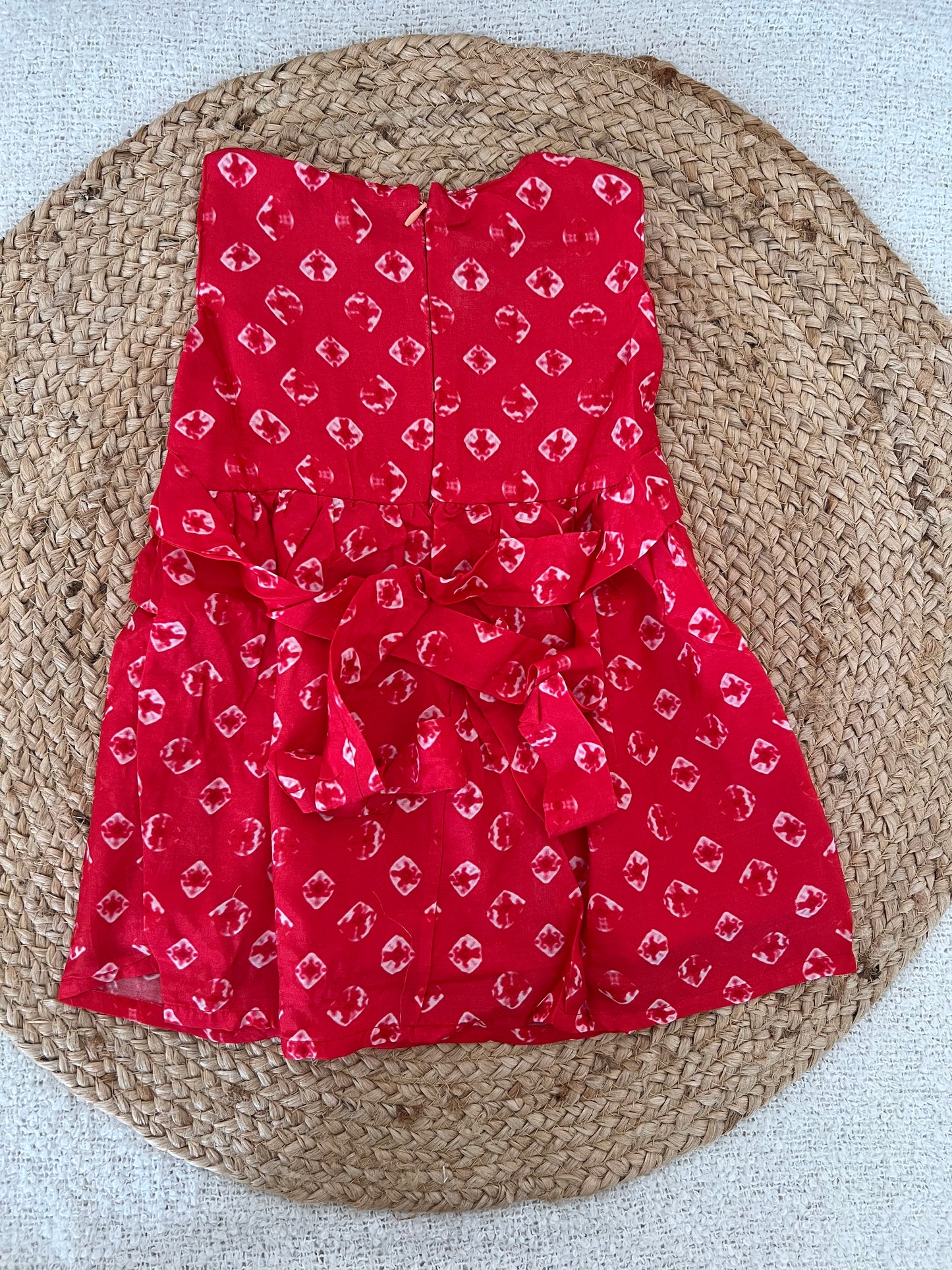Red frock with lace work