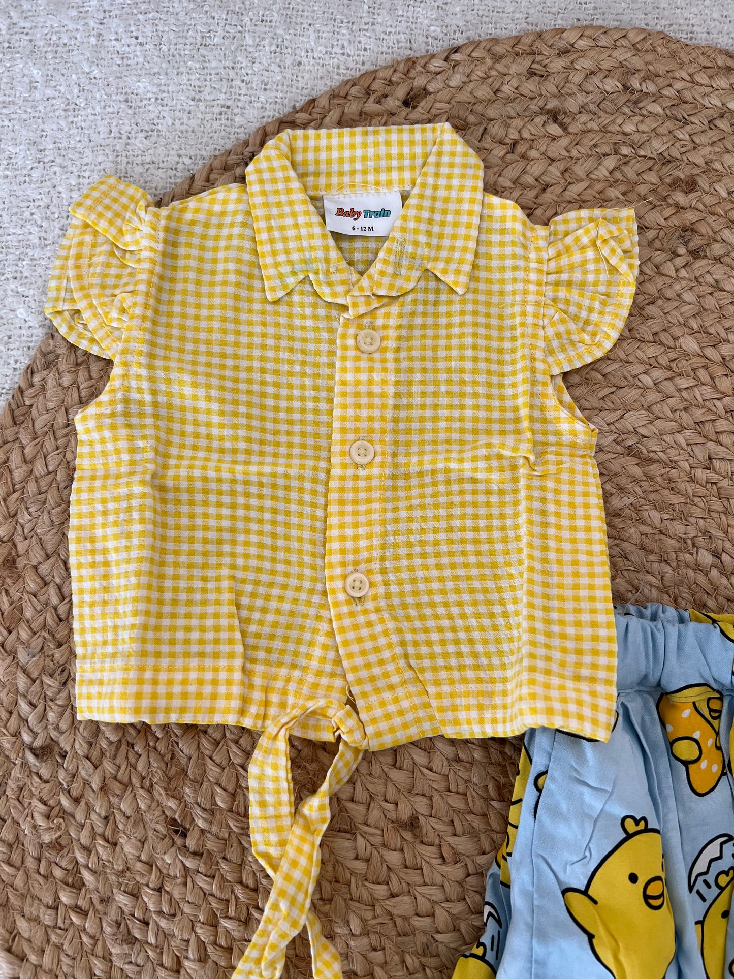 Yellow gingham top and duck skirt