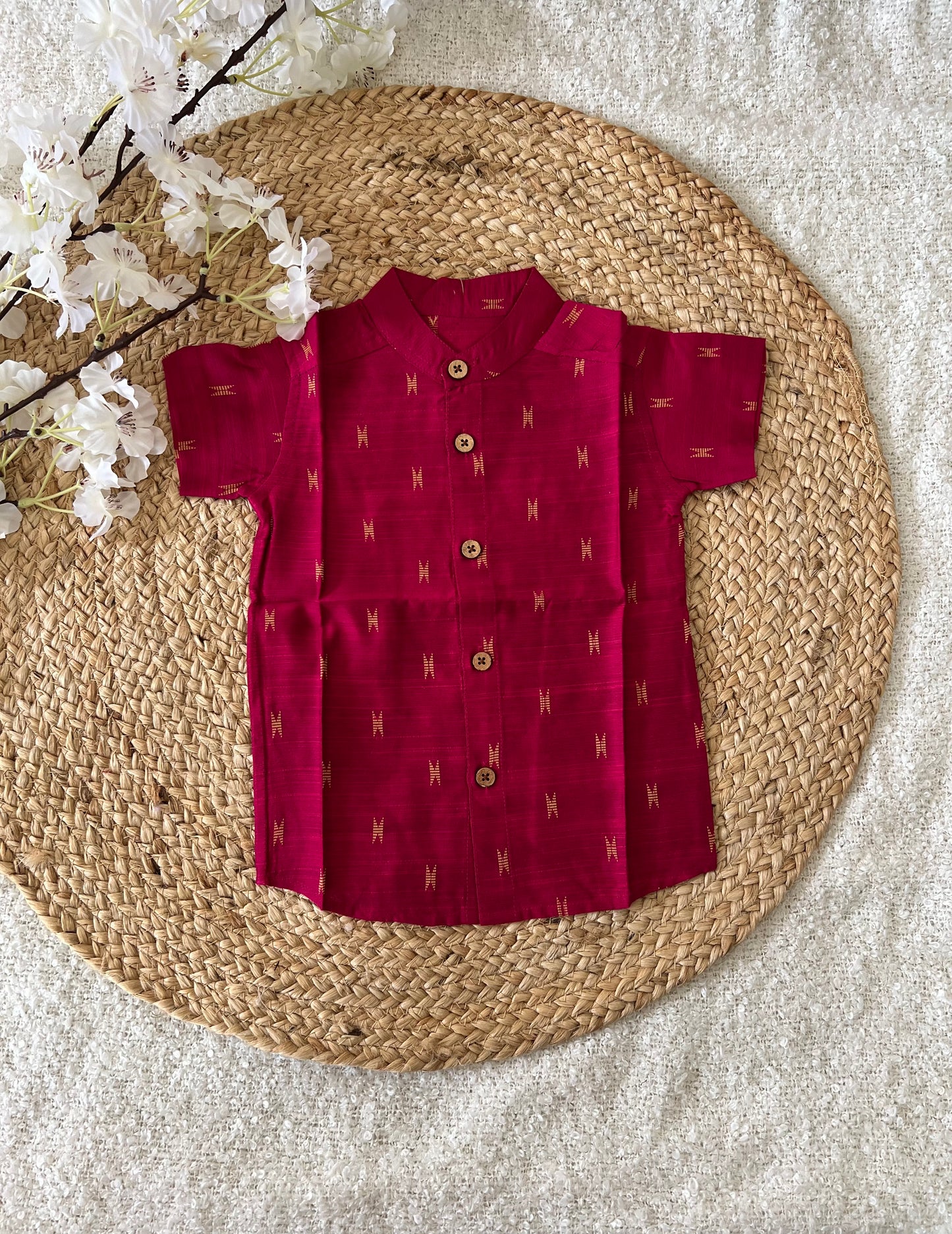 Maroon gold design ethnic shirt