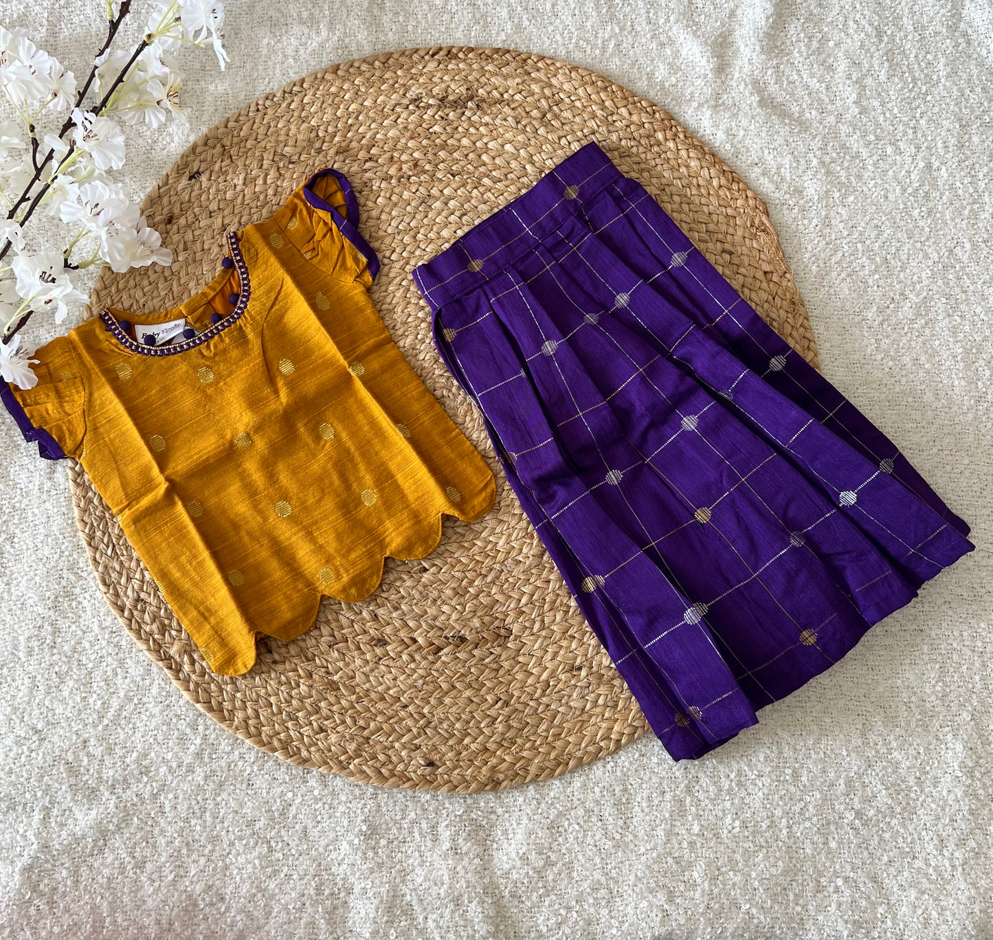 Yellow violet skirt top