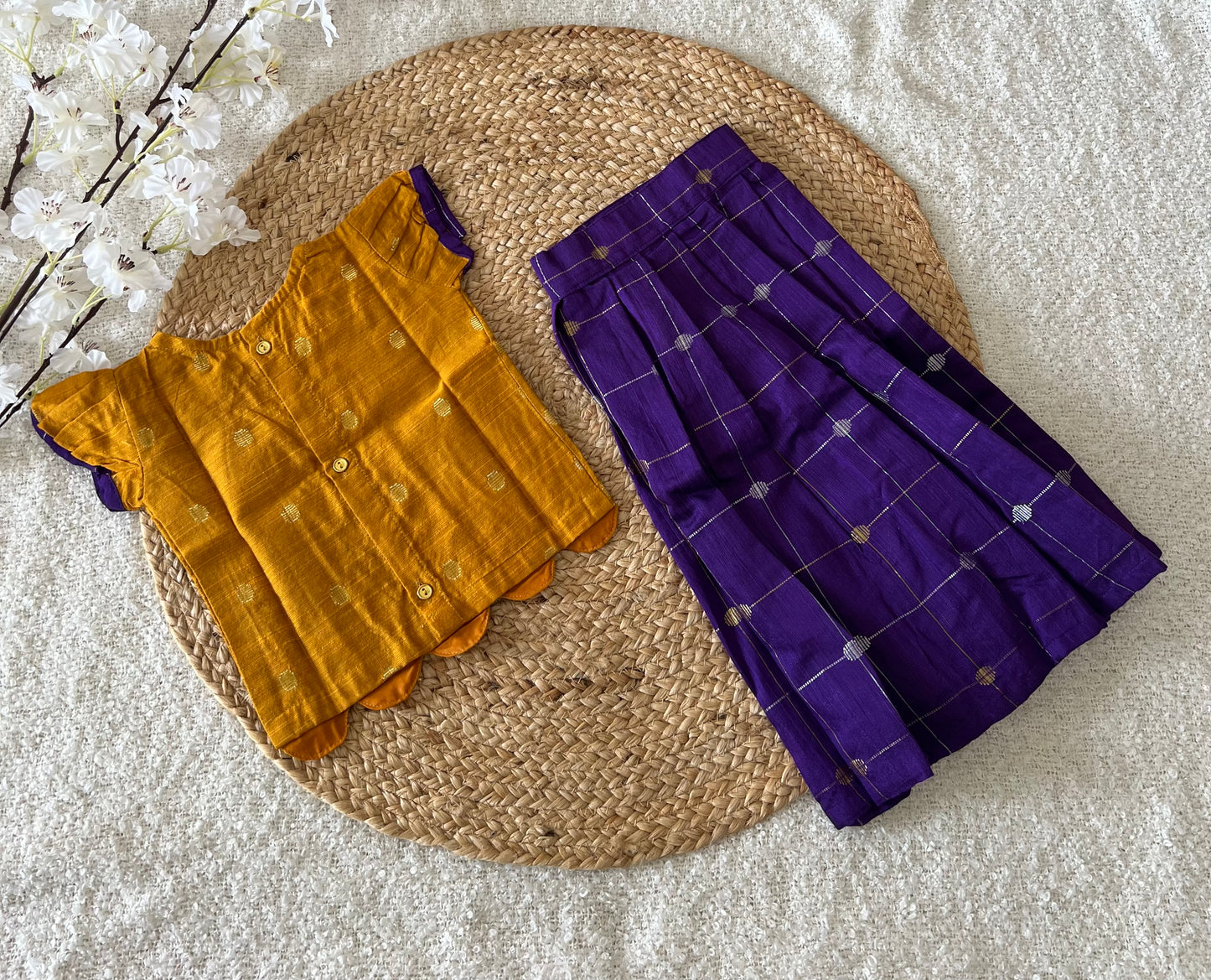 Yellow violet skirt top