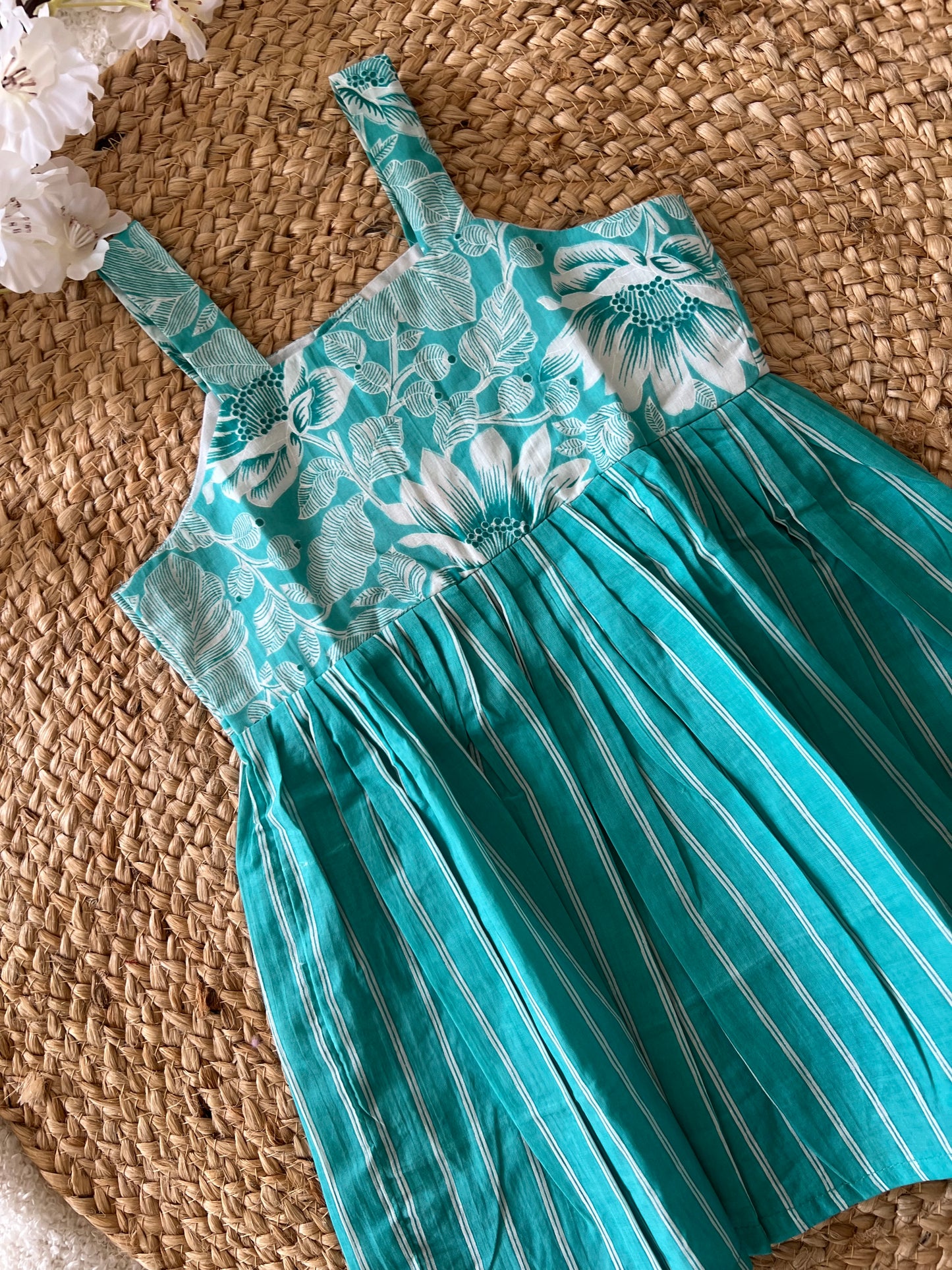 Green with white frock