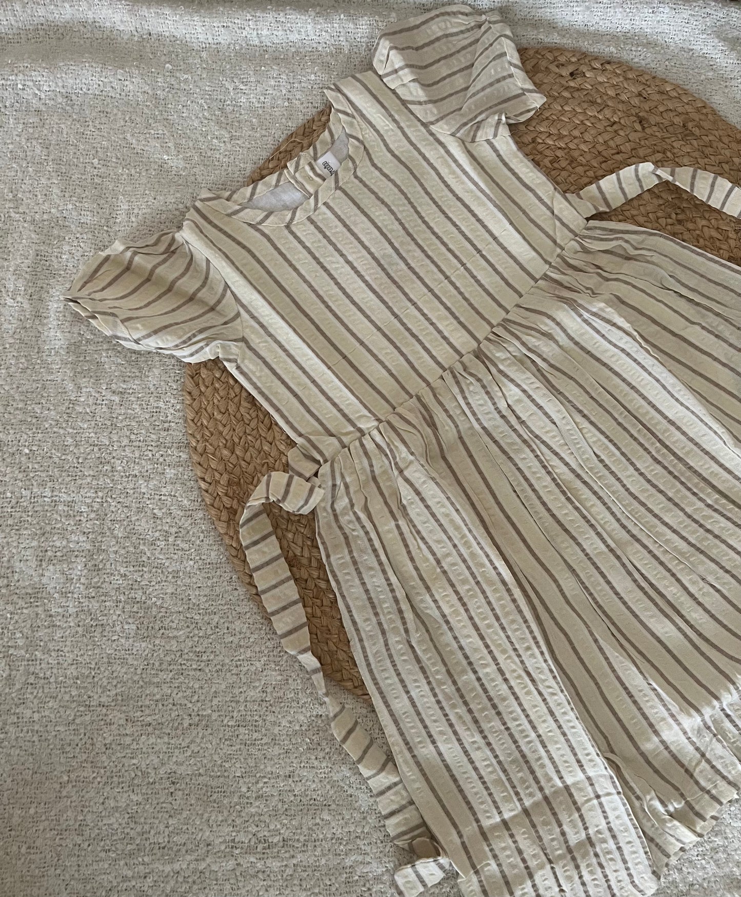 Cream stripes frock
