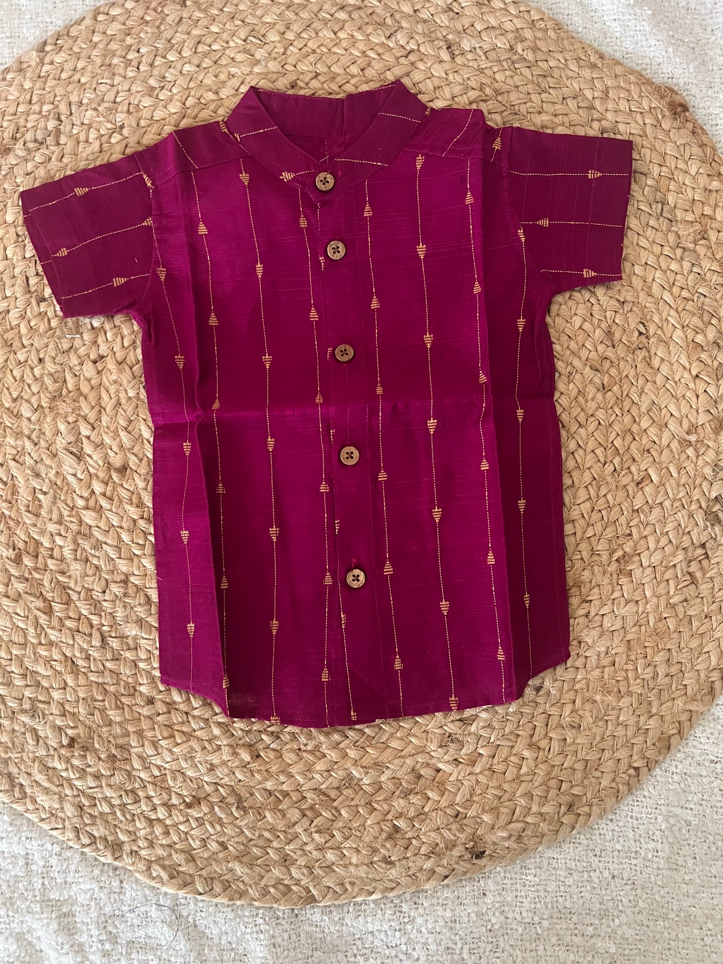Maroon gold stripes ethnic shirt