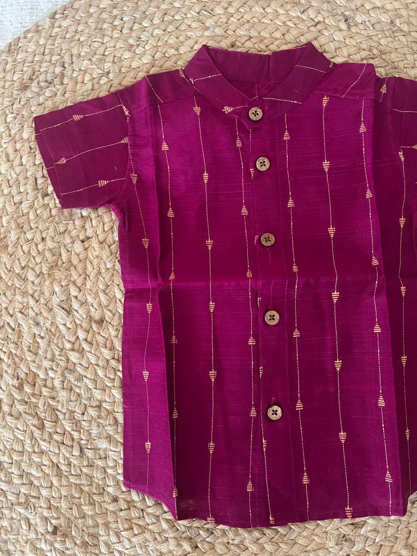 Maroon gold stripes ethnic shirt