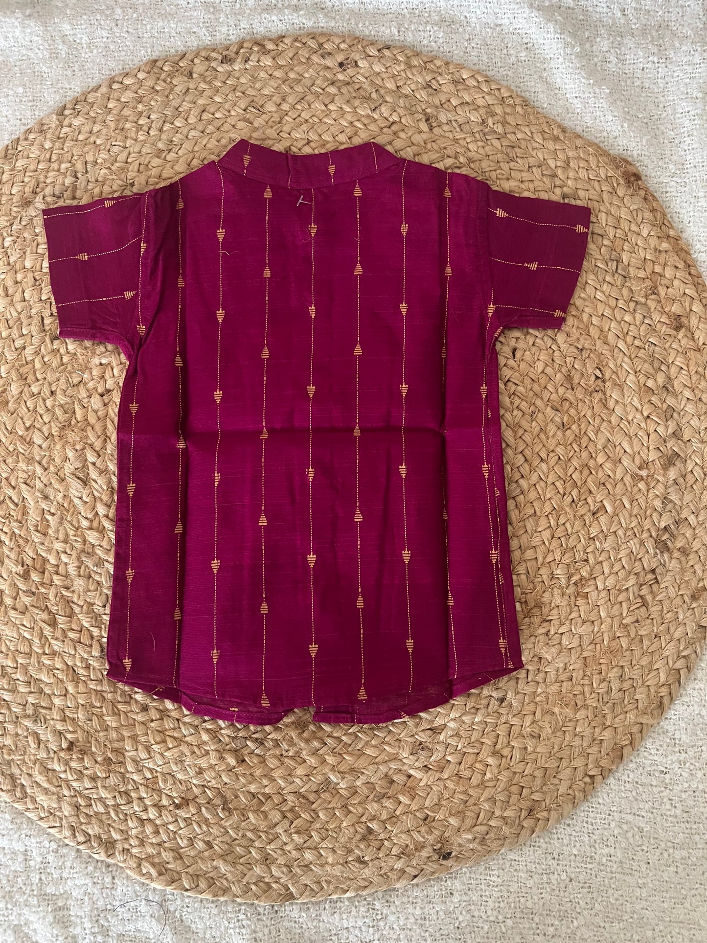 Maroon gold stripes ethnic shirt