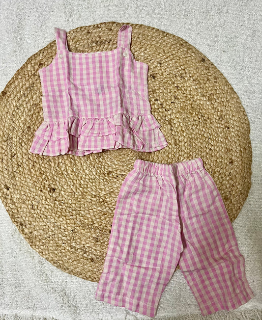 Pink small checked co-ords