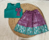 Green top with violet skirt