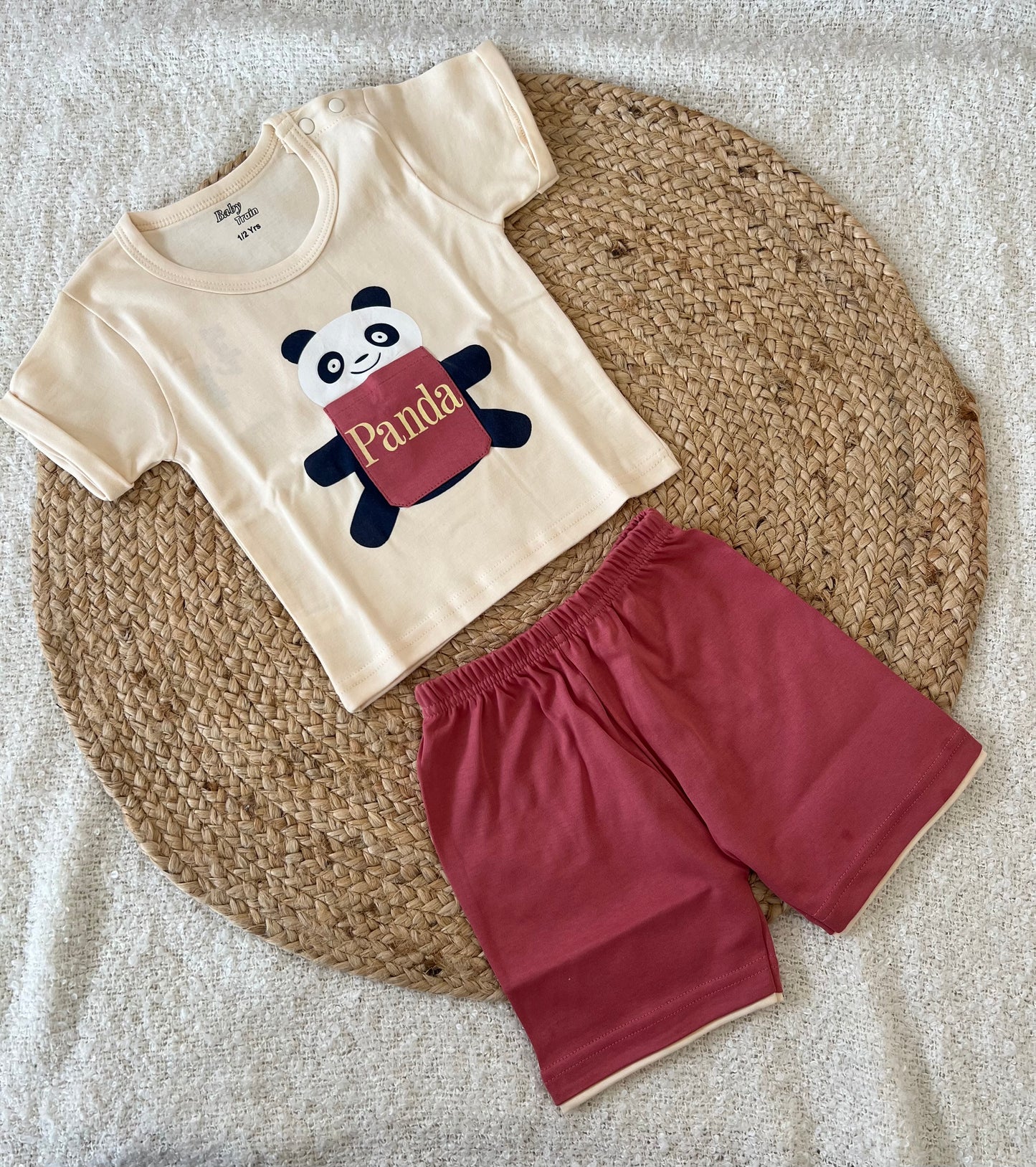 Cream panda set