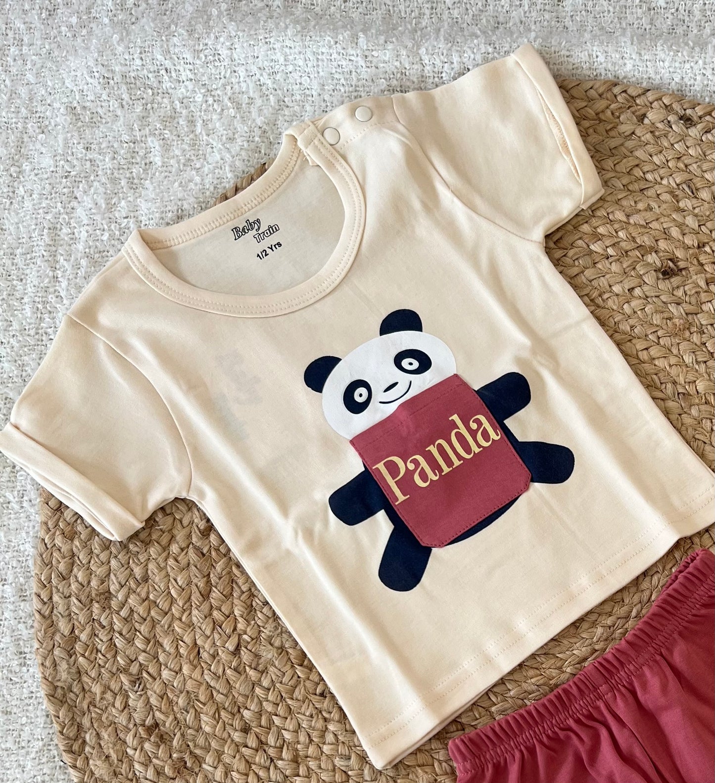 Cream panda set