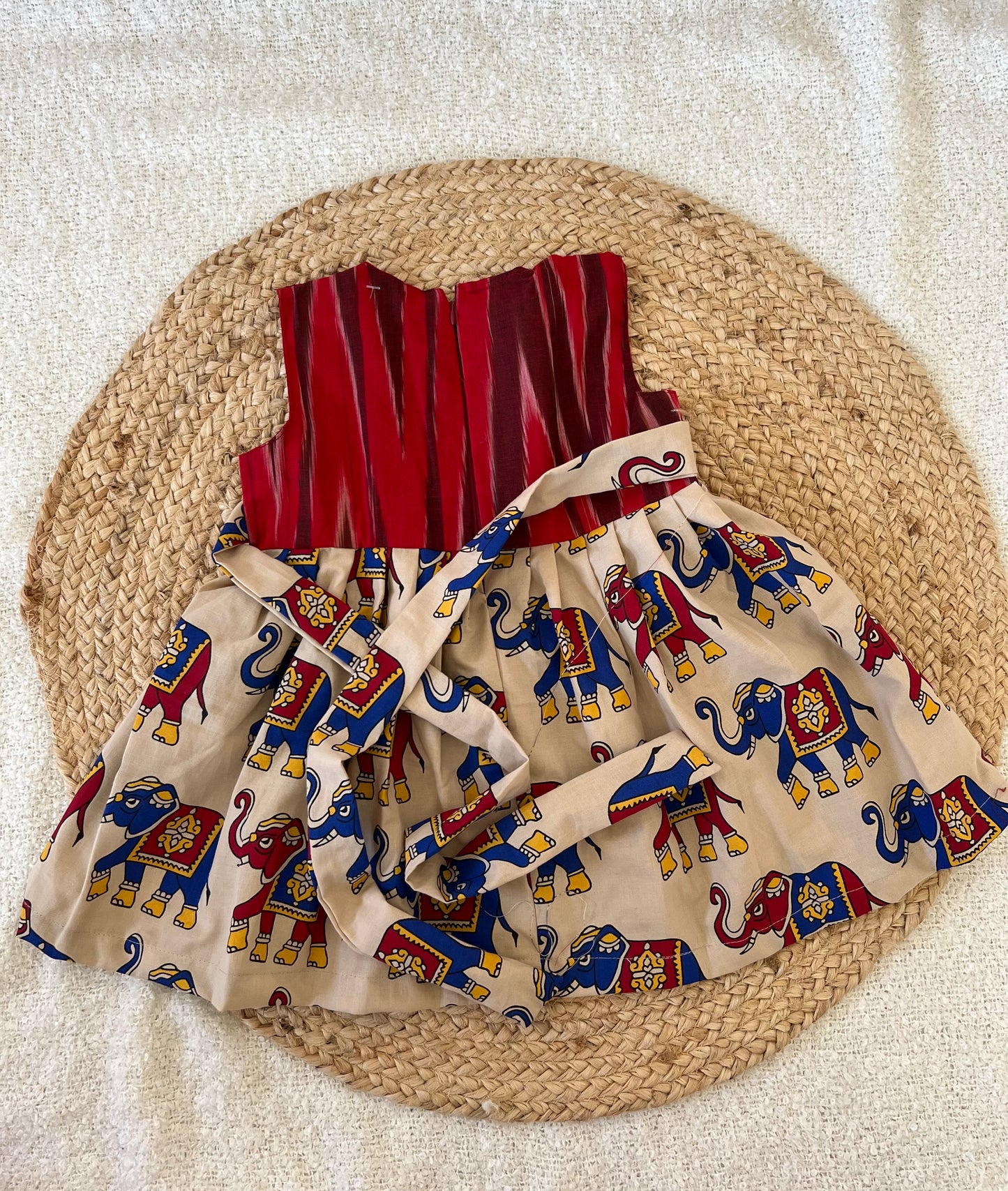 Ikkat yoke elephant frock