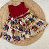 Red yoke elephant frock