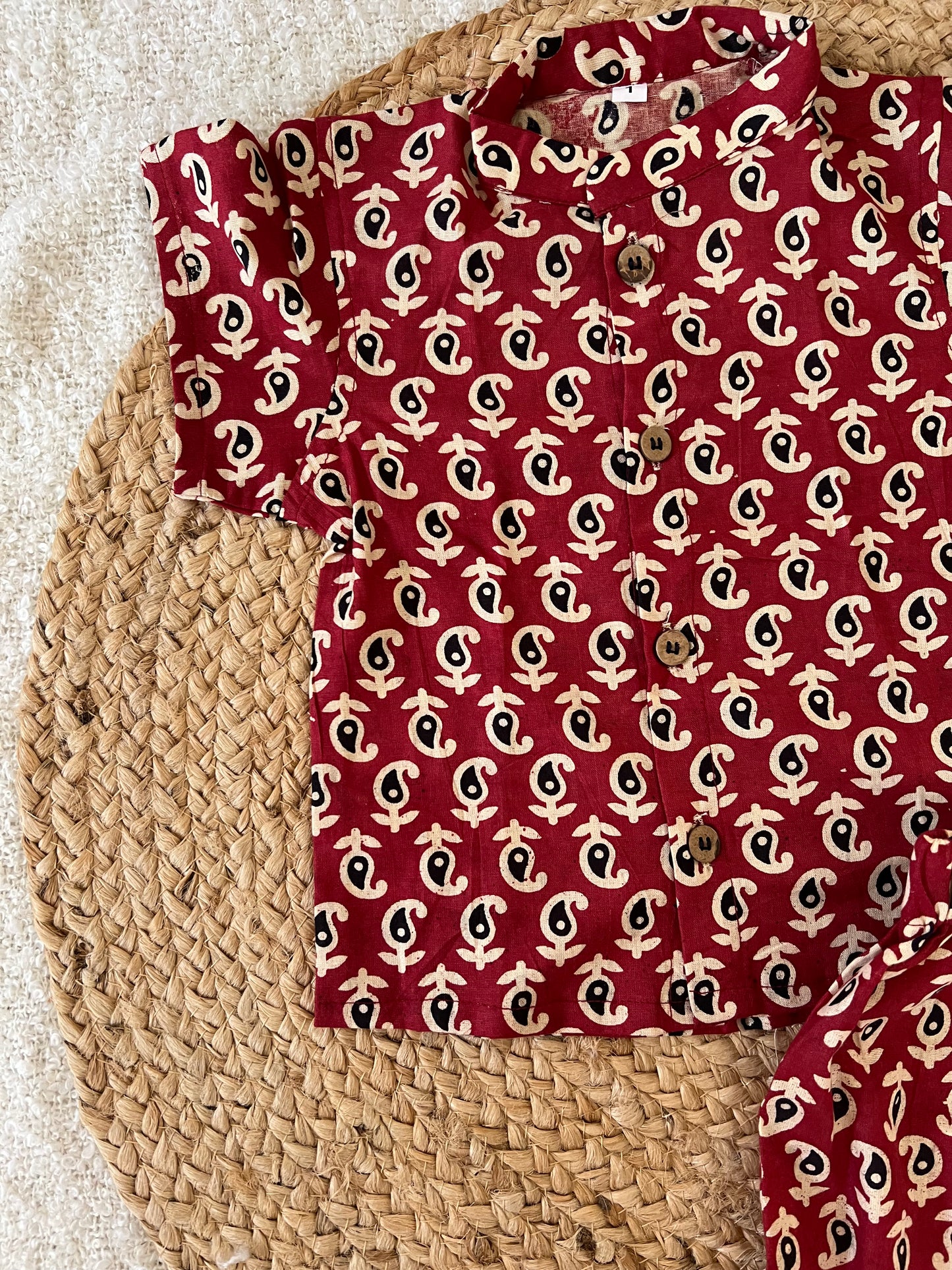 Red handloom cotton co-ords