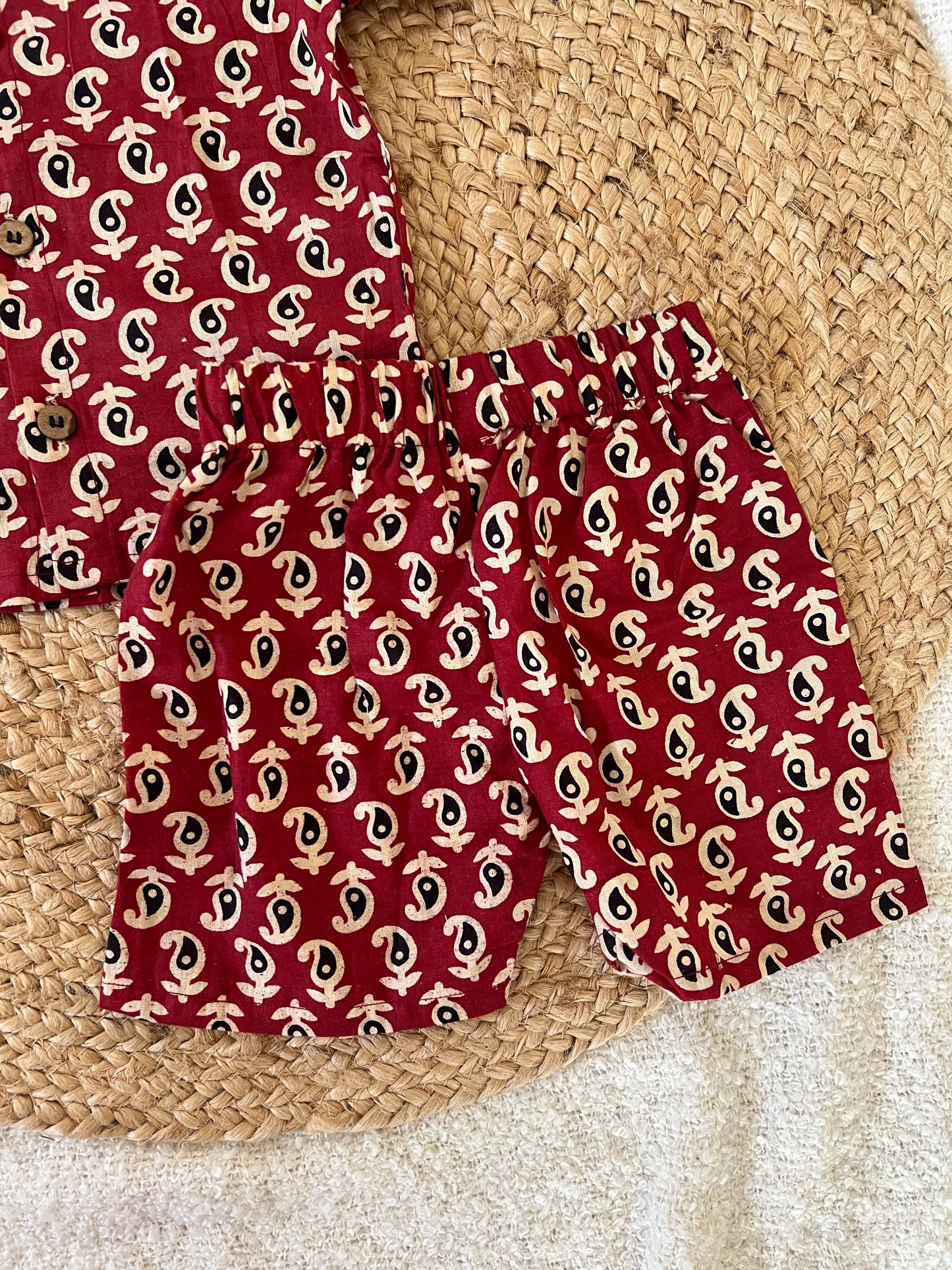 Red handloom cotton co-ords