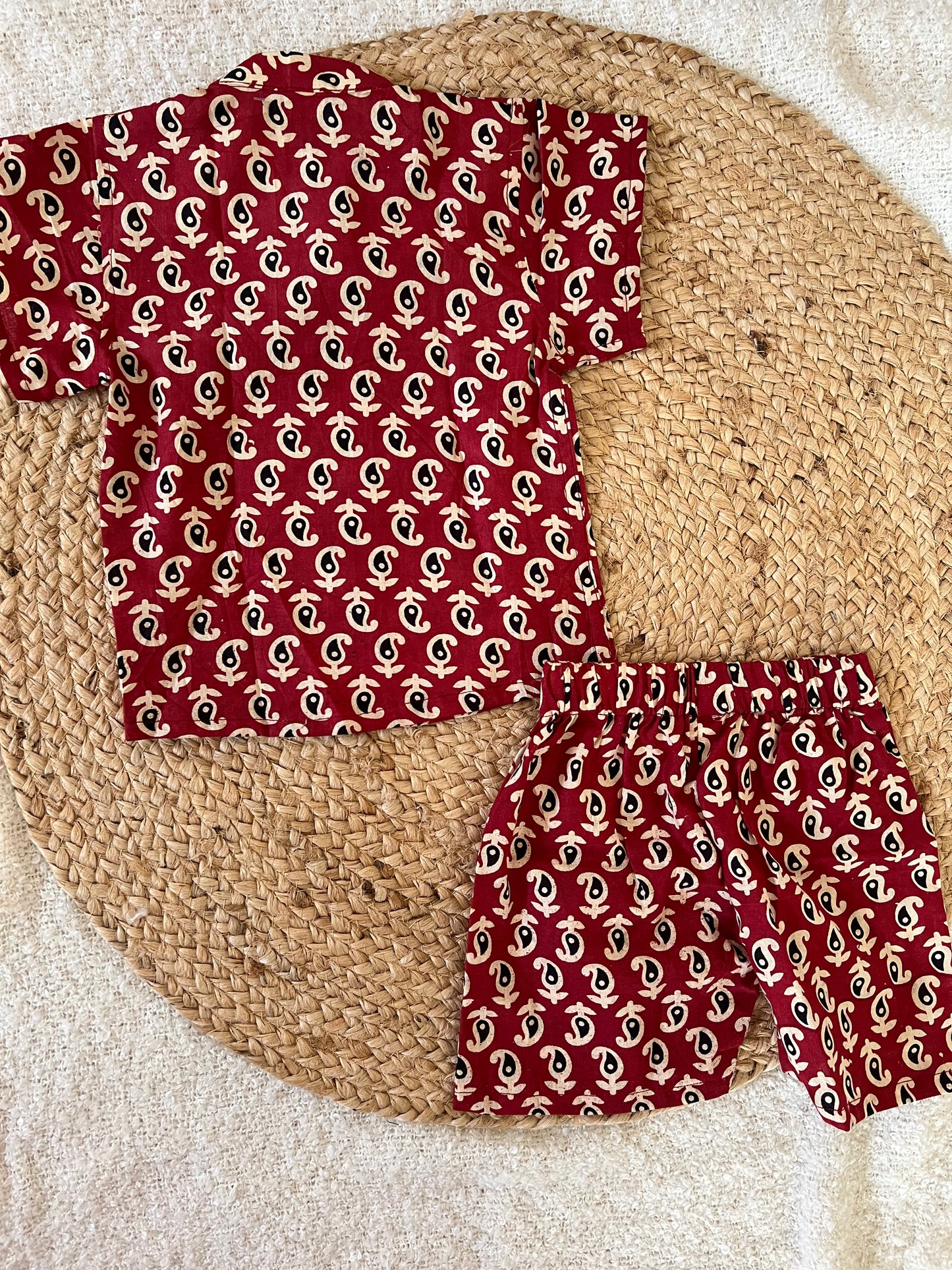 Red handloom cotton co-ords