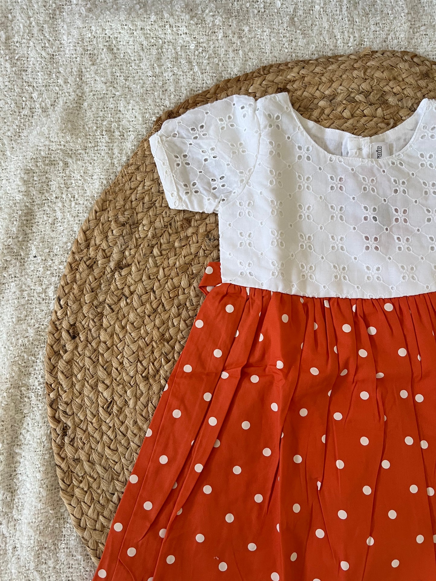 Orange white hakoba frock